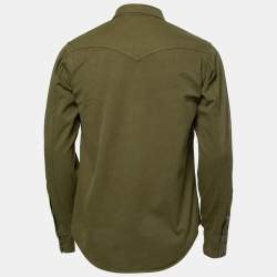 Saint Laurent Paris Green Stonewashed Cotton Western Shirt M