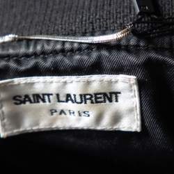 Saint Laurent Black Wool Leather Detailed Teddy Jacket M