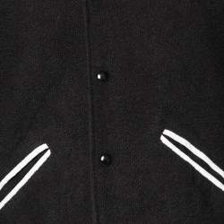 Saint Laurent Black Wool Leather Detailed Teddy Jacket M