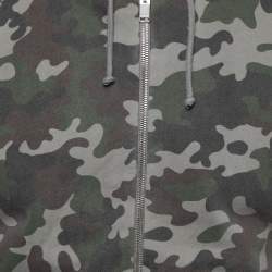 Saint Laurent Grey Camouflage Print Distressed Cotton Hoodie XL