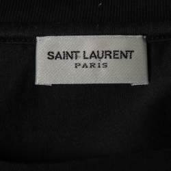 Pre Owned Saint Laurent Black Logo Print Cotton Crew Neck T-Shirt S