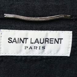 Pre Owned Saint Laurent Black Distressed Denim Full Sleeve Shirt XL