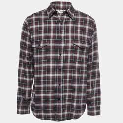 Saint Laurent Grey Plaid Cotton Full Sleeve Shirt XL Saint Laurent