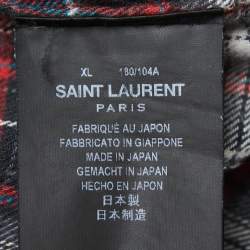 Pre Owned Saint Laurent Grey Plaid Cotton Full Sleeve Shirt XL