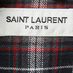 Pre Owned Saint Laurent Grey Plaid Cotton Full Sleeve Shirt XL