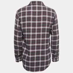 Pre Owned Saint Laurent Grey Plaid Cotton Full Sleeve Shirt XL