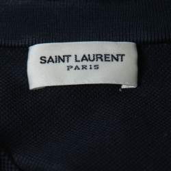 Pre Owned Saint Laurent Navy Blue Cotton Pique Polo T-Shirt XL