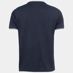Pre Owned Saint Laurent Navy Blue Cotton Pique Polo T-Shirt XL