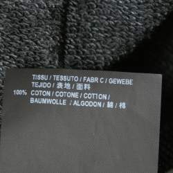 Saint Laurent Grey Distressed Cotton Logo Print Hoodie M