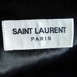 Pre Owned Saint Laurent Black Leather Embellished Biker Jacket M