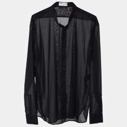 Saint Laurent Paris Black Cotton Button Front Shirt L