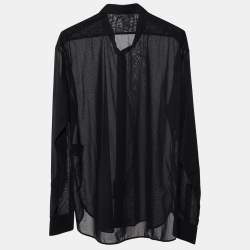Saint Laurent Paris Black Cotton Button Front Shirt L