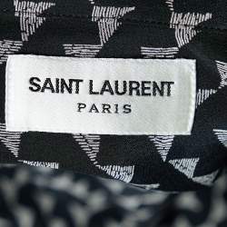 Saint Laurent Black Printed Silk Button Front Shirt L