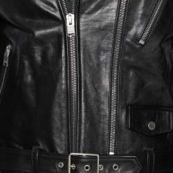 Saint Laurent Black Leather Biker Jacket M