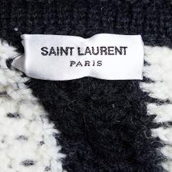 Saint Laurent Monochrome Striped Crochet-knit Wool Hooded Cardigan S