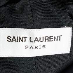 Saint Laurent Black Wool & Satin trim Open Front Blazer M