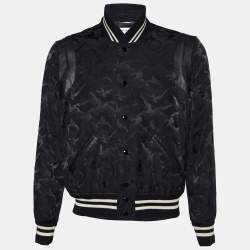 Saint Laurent Black Camu Printed Cotton Blend Teddy Jacket M