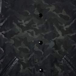 Saint Laurent Black Camu Printed Cotton Blend Teddy Jacket M