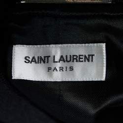 Pre Owned Saint Laurent Black Satin Embellished Bomber Jacket M