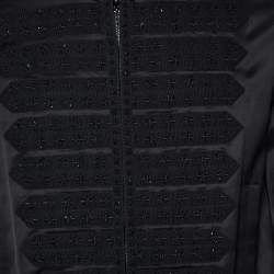 Pre Owned Saint Laurent Black Satin Embellished Bomber Jacket M