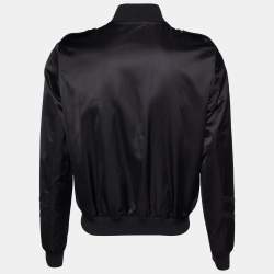 Pre Owned Saint Laurent Black Satin Embellished Bomber Jacket M
