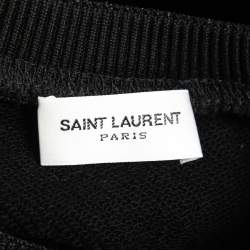 Pre Owned Saint Laurent Black Lacquer Coated Cotton Crew Neck Sweatshirt XS