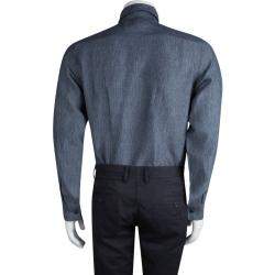 Saint Laurent Paris Grey Checkered Linen Long Sleeve Button Front Shirt S