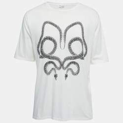 Saint Laurent Paris Off-White Snake Print Cotton Crew Neck Surf Fit T-Shirt S