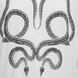 Saint Laurent Paris Off-White Snake Print Cotton Crew Neck Surf Fit T-Shirt S