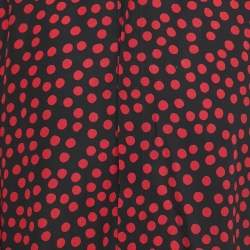 Saint Laurent Paris Black/Red Polka Dot Print Silk Button Front Full Sleeve Shirt M