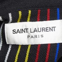 Saint Laurent Black Striped Wool Button Front Full Sleeve Shirt M