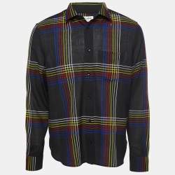 Saint Laurent Black Striped Wool Button Front Full Sleeve Shirt M