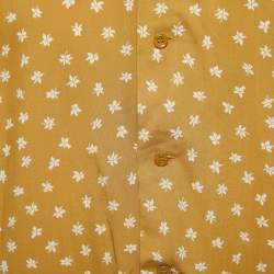 Saint Laurent Paris Mustard Yellow Floral All-Over Motif Crepe Button Front Half Sleeve Shirt M