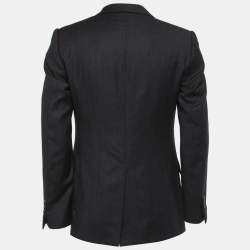Saint Laurent Black Grey Wool Single Breasted Blazer M
