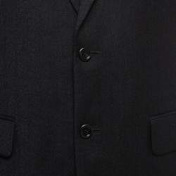 Saint Laurent Black Grey Wool Single Breasted Blazer M