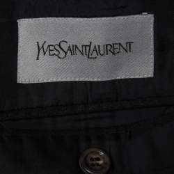 Saint Laurent Black Grey Wool Single Breasted Blazer M