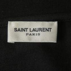 Saint Laurent Paris Black Logo Print Cotton Crew Neck Half Sleeve T-Shirt XL