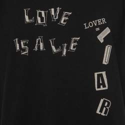 Saint Laurent Paris Black Logo Print Cotton Crew Neck Half Sleeve T-Shirt XL