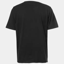 Saint Laurent Paris Black Logo Print Cotton Crew Neck Half Sleeve T-Shirt XL
