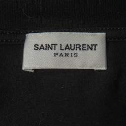 Pre Owned Saint Laurent Black Signature Logo Print Cotton Crew Neck T-Shirt M