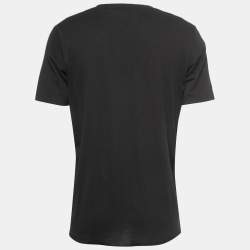Pre Owned Saint Laurent Paris Black Stars Archive Logo Print Cotton Crew Neck T-Shirt M