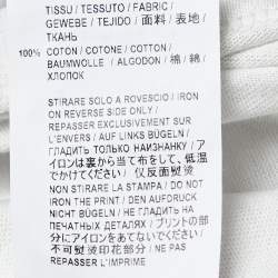 Pre Owned Saint Laurent White Print Distressed Cotton Crew Neck Half Sleeve T-Shirt S