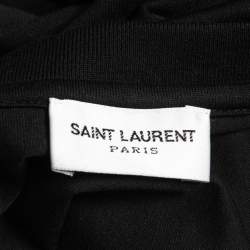 Saint Laurent Black Washed Logo Print Crew Neck Half Sleeve T-Shirt S