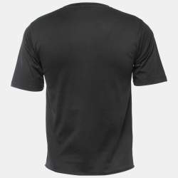 Saint Laurent Black Washed Logo Print Crew Neck Half Sleeve T-Shirt S