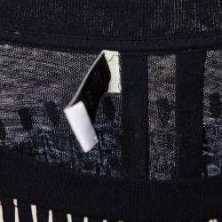 Pre Owned Saint Laurent Black Printed Cotton Knit T-Shirt XL