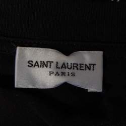 Pre Owned Saint Laurent Black Printed Cotton Crewneck T-Shirt M