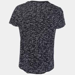 Pre Owned Saint Laurent Black Printed Cotton Crewneck T-Shirt M