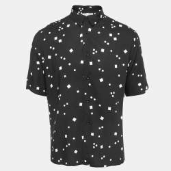Saint Laurent Black Printed Viscose Short Sleeve Shirt M