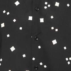 Saint Laurent Black Printed Viscose Short Sleeve Shirt M