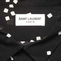 Saint Laurent Black Printed Viscose Short Sleeve Shirt M